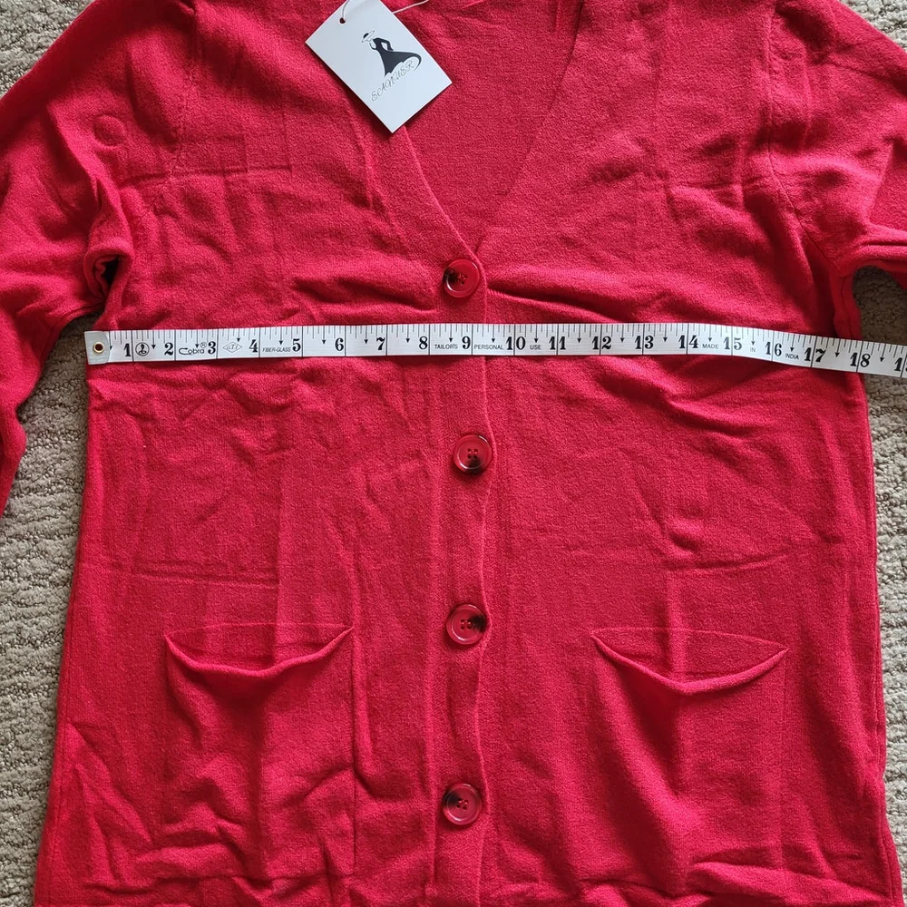 Women’s Eanuer Long Sleeve Button-Down Cardigan Sweater – Red – Size S – NWT - Picture 6 of 10